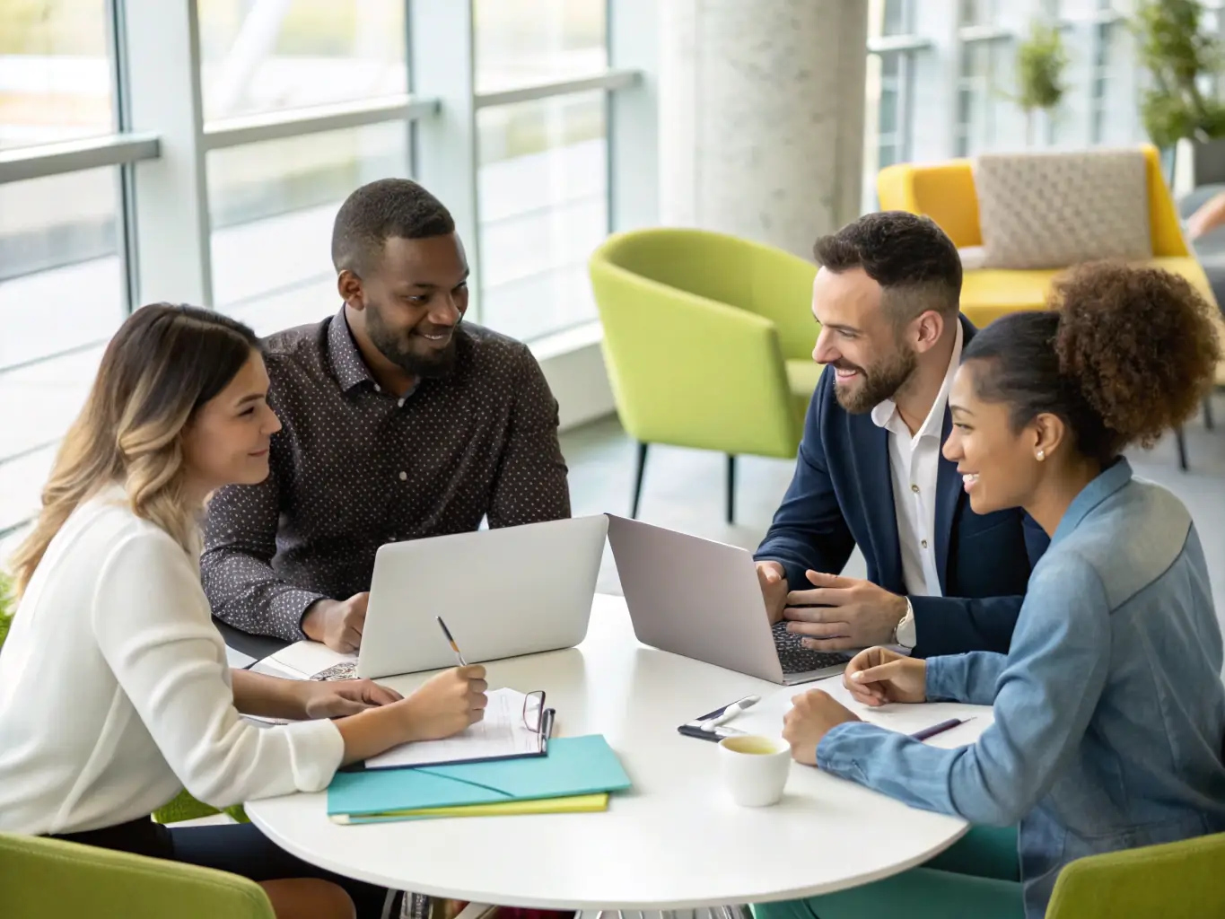 An image depicting a team of professionals managing a website on various devices, representing the comprehensive website management services offered by 123 Web Pages.