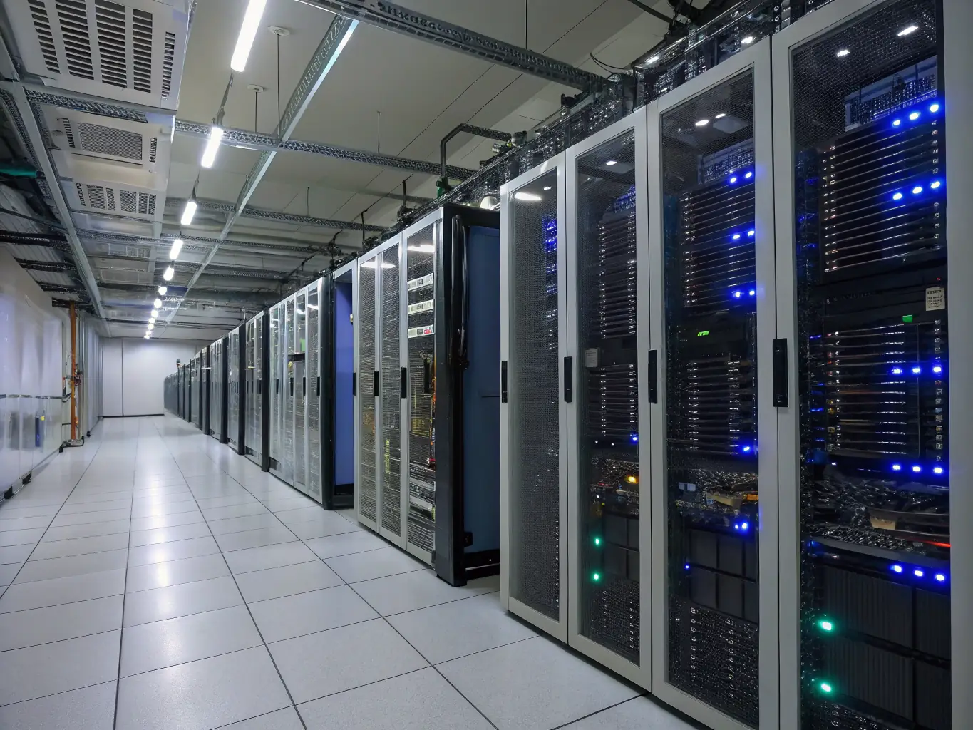 A server rack with blinking lights, symbolizing the reliability and security of the web hosting services provided by 123 Web Pages.