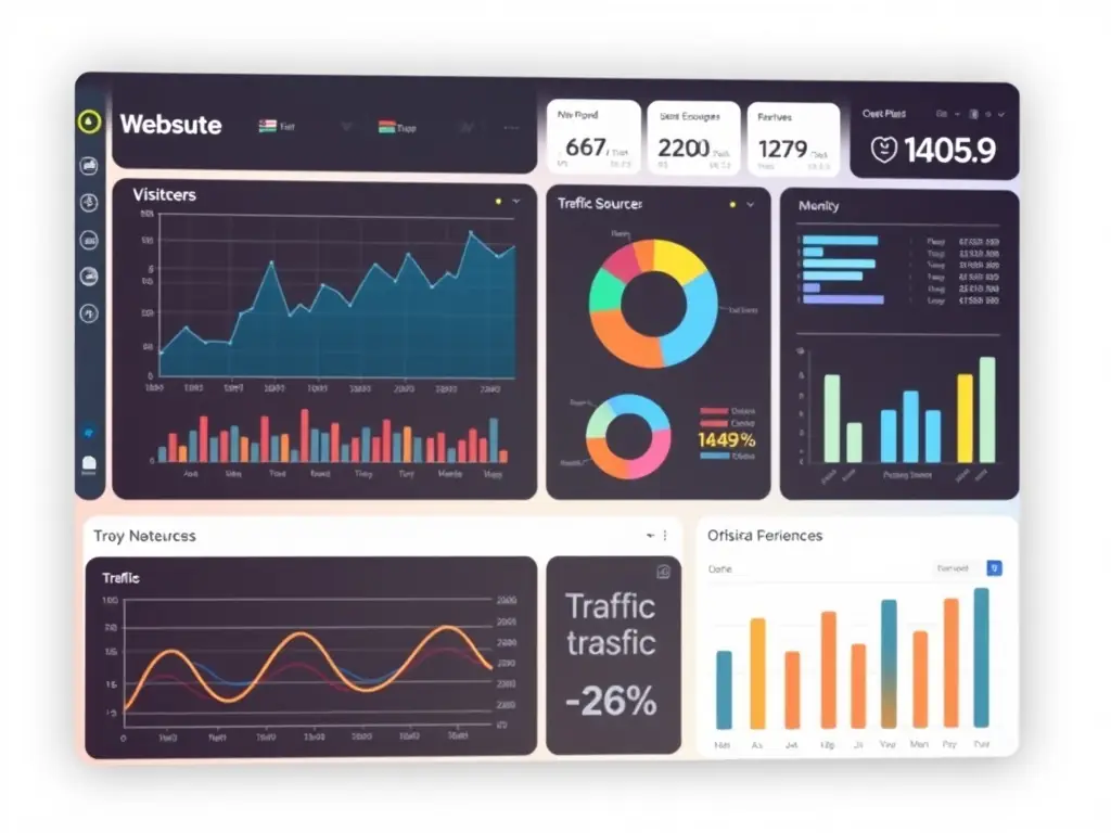 A dashboard interface displaying website analytics and performance metrics, representing the website management services offered by 123 Web Pages.